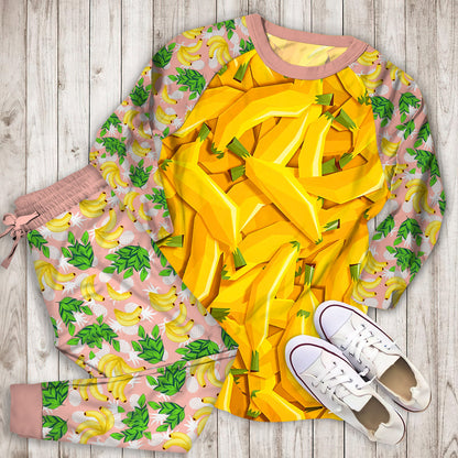 Banana Pajama Set |Sleepwear Pjs Sets | Raglan Shirt Pants Set