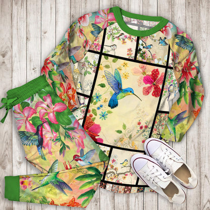 Humming Bird When Spring Come Awesome Pajama Set |Sleepwear Pjs Sets | Raglan Shirt Pants Set