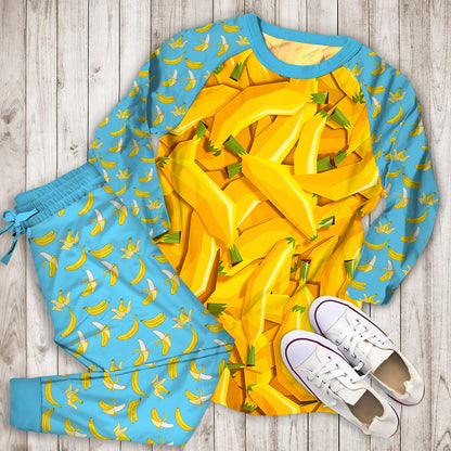 Banana Pajama Set |Sleepwear Pjs Sets | Raglan Shirt Pants Set