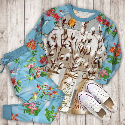 Humming Bird Pajama Set | Pajamas | Cotton Sleepwear Sets | Soft Long Sleeve Pjs | Raglan Shirt and Pants Set