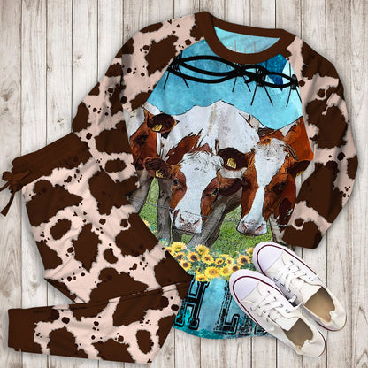 Cow Pajama Set | Pajamas | Cotton Sleepwear Sets | Soft Long Sleeve Pjs | Raglan Shirt and Pants Set