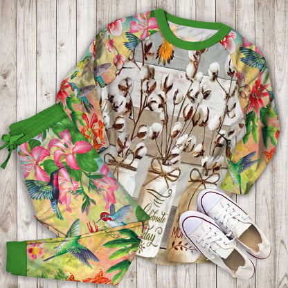 Humming Bird Pajama Set | Pajamas | Cotton Sleepwear Sets | Soft Long Sleeve Pjs | Raglan Shirt and Pants Set