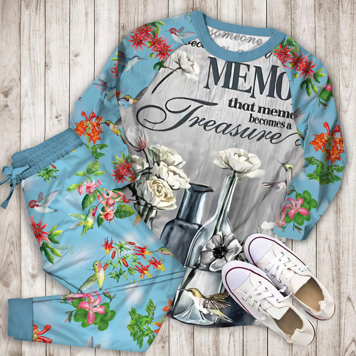 Humming Bird Pajama Set |Sleepwear Pjs Sets | Raglan Shirt Pants Set