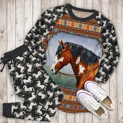 Horse Pajama Set | Pajamas | Cotton Sleepwear Sets | Soft Long Sleeve Pjs | Raglan Shirt and Pants Set