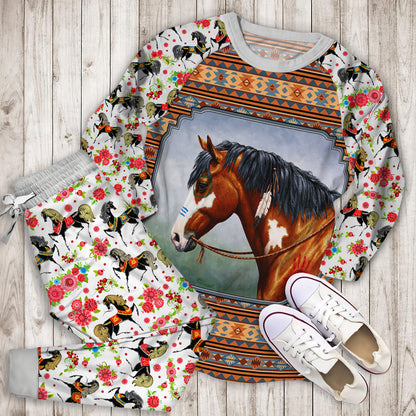 Horse Pajama Set | Pajamas | Cotton Sleepwear Sets | Soft Long Sleeve Pjs | Raglan Shirt and Pants Set