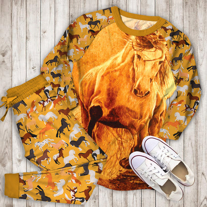 Horse Pajama Set | Pajamas | Cotton Sleepwear Sets | Soft Long Sleeve Pjs | Raglan Shirt and Pants Set