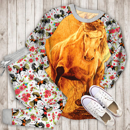 Horse Pajama Set | Pajamas | Cotton Sleepwear Sets | Soft Long Sleeve Pjs | Raglan Shirt and Pants Set