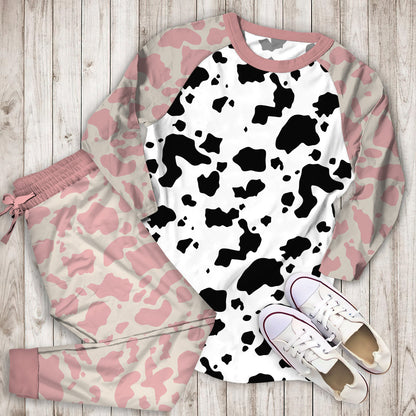Dairy Cow Pajama Set |Sleepwear Pjs Sets | Raglan Shirt Pants Set