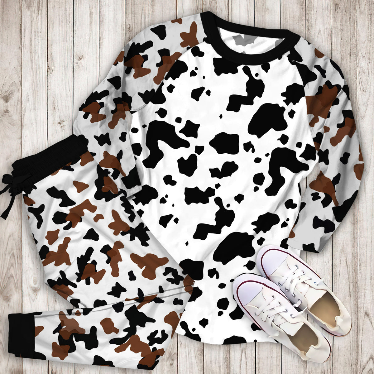 Dairy Cow Pajama Set |Sleepwear Pjs Sets | Raglan Shirt Pants Set