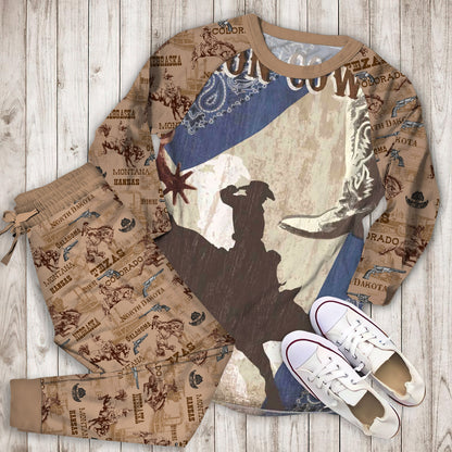 Come On Cowboy Pajama Set |Sleepwear Pjs Sets | Raglan Shirt Pants Set
