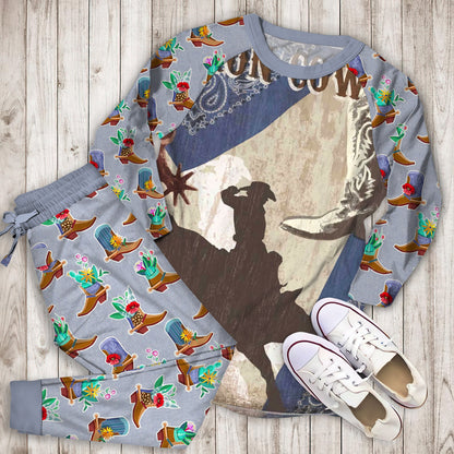 Come On Cowboy Pajama Set |Sleepwear Pjs Sets | Raglan Shirt Pants Set