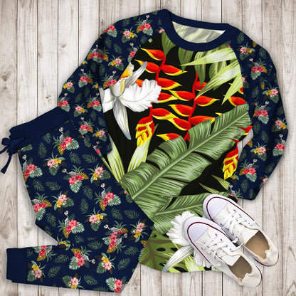 Hawaii Tropical Plants Pajama Set | Pajamas | Cotton Sleepwear Sets | Soft Long Sleeve Pjs | Raglan Shirt and Pants Set