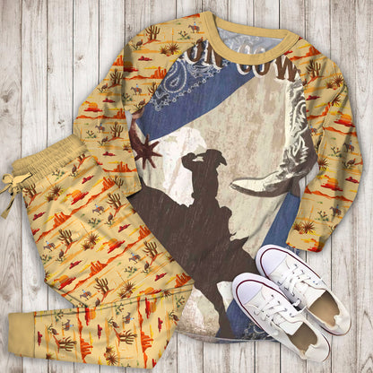 Come On Cowboy Pajama Set |Sleepwear Pjs Sets | Raglan Shirt Pants Set
