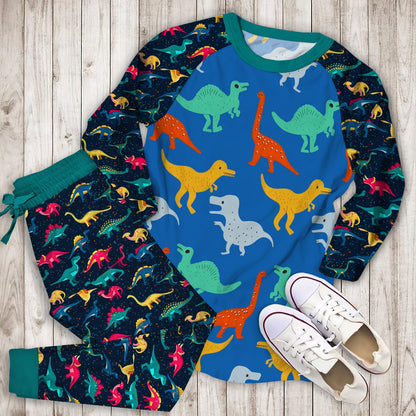 Dinosaur Pajama Set | Pajamas | Cotton Sleepwear Sets | Soft Long Sleeve Pjs | Raglan Shirt and Pants Set
