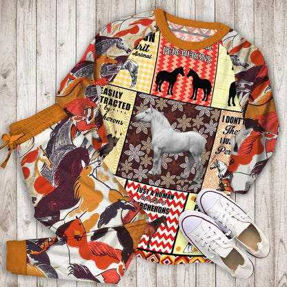 Percheron Horse Pajama Set |Sleepwear Pjs Sets | Raglan Shirt Pants Set