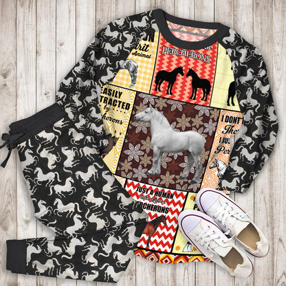 Percheron Horse Pajama Set |Sleepwear Pjs Sets | Raglan Shirt Pants Set