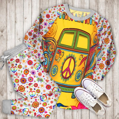 Hippie Van Pajama Set |Sleepwear Pjs Sets | Raglan Shirt Pants Set