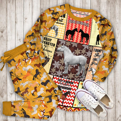 Percheron Horse Pajama Set |Sleepwear Pjs Sets | Raglan Shirt Pants Set