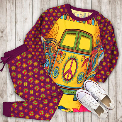 Hippie Van Pajama Set |Sleepwear Pjs Sets | Raglan Shirt Pants Set