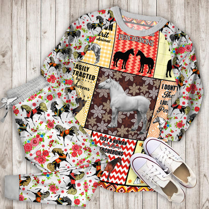 Percheron Horse Pajama Set |Sleepwear Pjs Sets | Raglan Shirt Pants Set