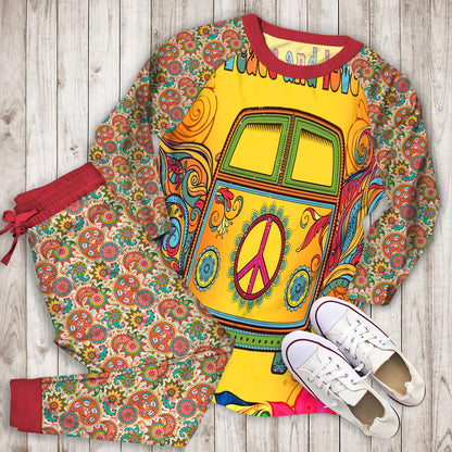 Hippie Van Pajama Set |Sleepwear Pjs Sets | Raglan Shirt Pants Set