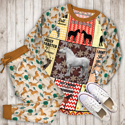 Percheron Horse Pajama Set |Sleepwear Pjs Sets | Raglan Shirt Pants Set