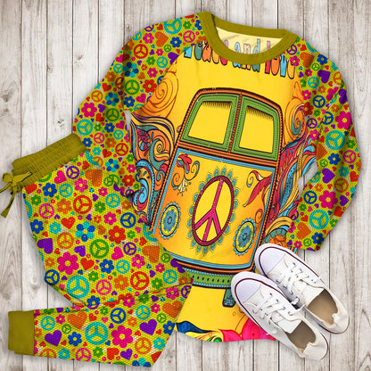Hippie Van Pajama Set |Sleepwear Pjs Sets | Raglan Shirt Pants Set