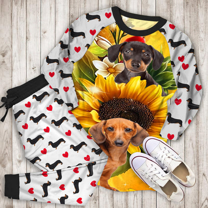 Dachshund Pajama Set | Pajamas | Cotton Sleepwear Sets | Soft Long Sleeve Pjs | Raglan Shirt and Pants Set