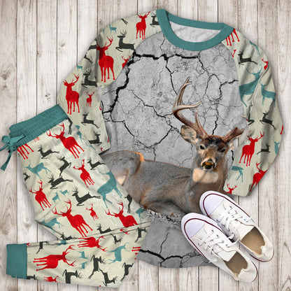 Deer Hunting Pajama Set | Pajamas | Cotton Sleepwear Sets | Soft Long Sleeve Pjs | Raglan Shirt and Pants Set
