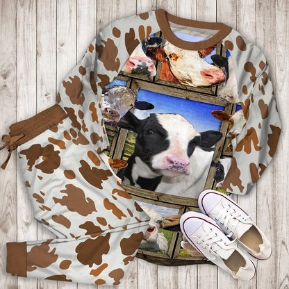 Cows Pajama Set | Pajamas | Cotton Sleepwear Sets | Soft Long Sleeve Pjs | Raglan Shirt and Pants Set