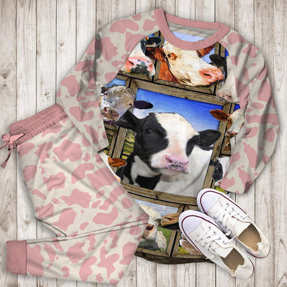 Cows Pajama Set | Pajamas | Cotton Sleepwear Sets | Soft Long Sleeve Pjs | Raglan Shirt and Pants Set