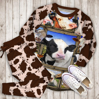 Cows Pajama Set | Pajamas | Cotton Sleepwear Sets | Soft Long Sleeve Pjs | Raglan Shirt and Pants Set