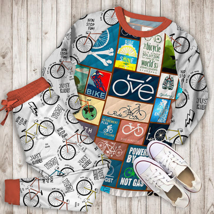 Cycling My Bike Is Calling Pajama Set |Sleepwear Pjs Sets | Raglan Shirt Pants Set