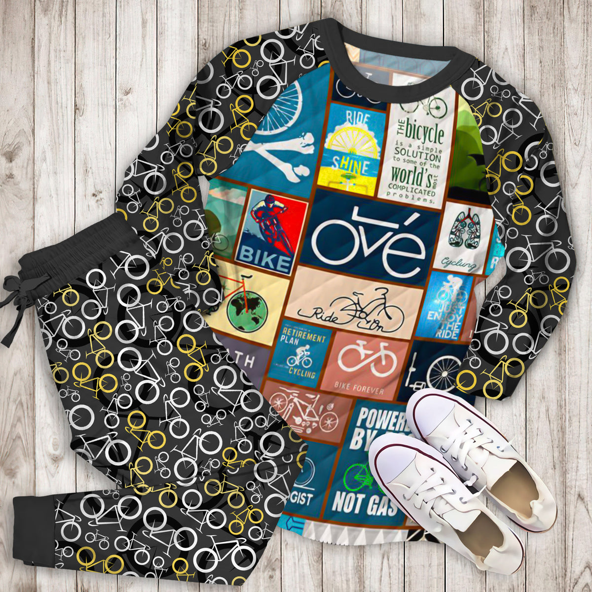 Cycling My Bike Is Calling Pajama Set |Sleepwear Pjs Sets | Raglan Shirt Pants Set