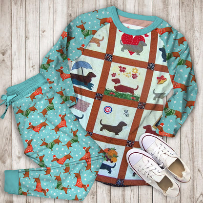 Dachshund Pajama Set | Pajamas | Cotton Sleepwear Sets | Soft Long Sleeve Pjs | Raglan Shirt and Pants Set