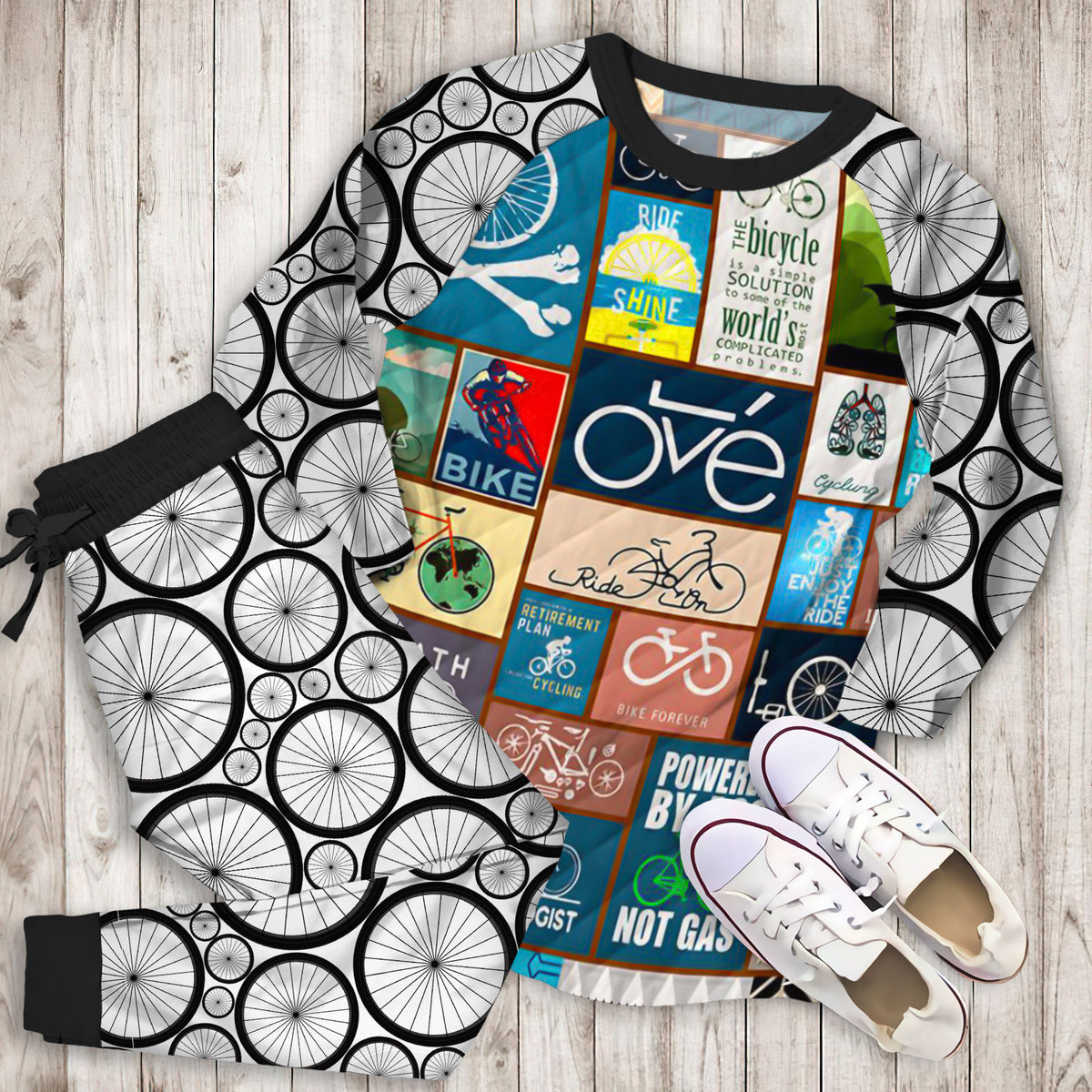 Cycling My Bike Is Calling Pajama Set |Sleepwear Pjs Sets | Raglan Shirt Pants Set