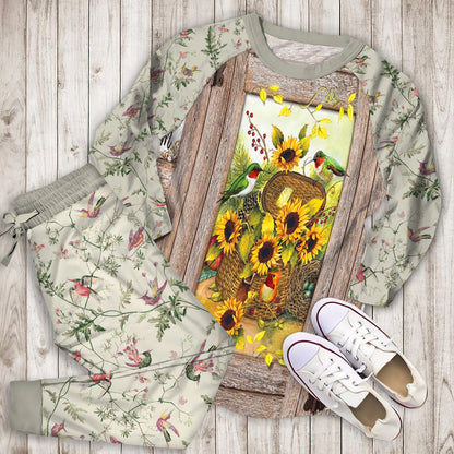 Humming Bird Pajama Set | Pajamas | Cotton Sleepwear Sets | Soft Long Sleeve Pjs | Raglan Shirt and Pants Set