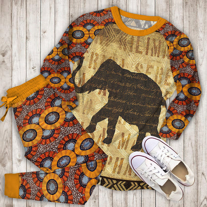 African Elephant Pajama Set | Pajamas | Cotton Sleepwear Sets | Soft Long Sleeve Pjs | Raglan Shirt and Pants Set