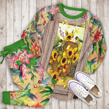 Humming Bird Pajama Set | Pajamas | Cotton Sleepwear Sets | Soft Long Sleeve Pjs | Raglan Shirt and Pants Set