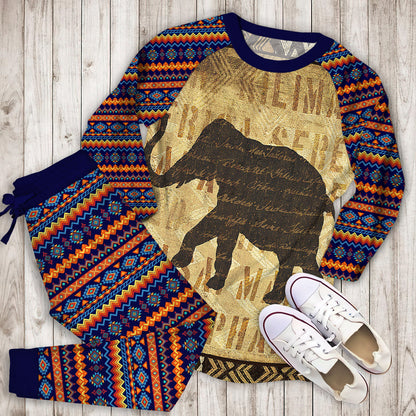 African Elephant Pajama Set | Pajamas | Cotton Sleepwear Sets | Soft Long Sleeve Pjs | Raglan Shirt and Pants Set