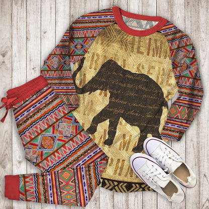 African Elephant Pajama Set | Pajamas | Cotton Sleepwear Sets | Soft Long Sleeve Pjs | Raglan Shirt and Pants Set