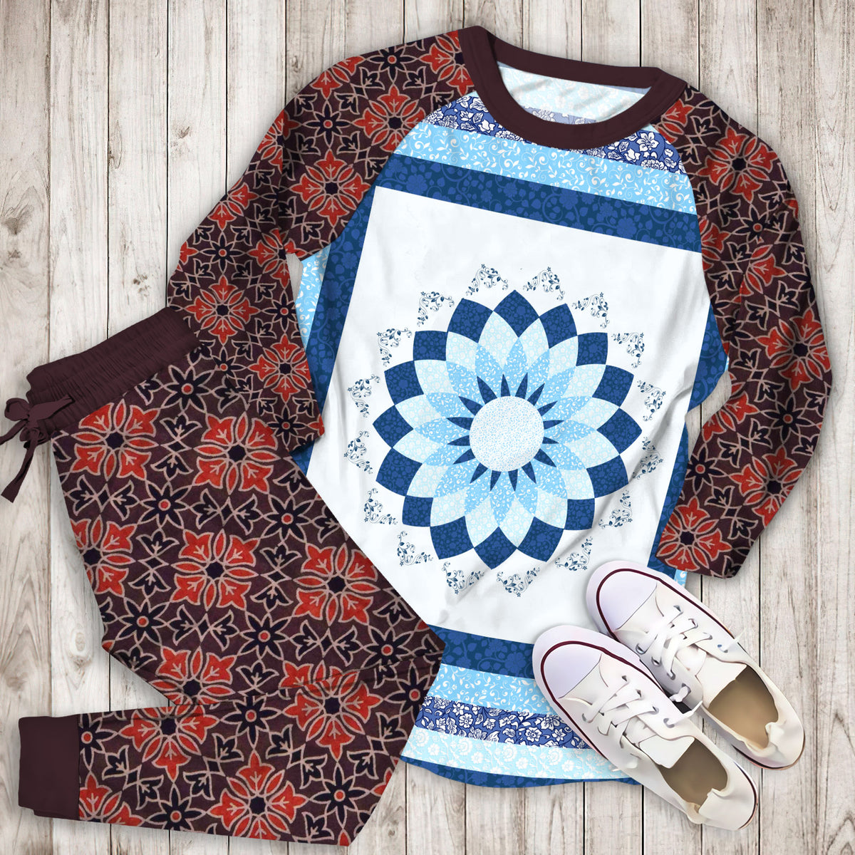 Modern Heirloom Charlotte Pajama Set | Pajamas | Cotton Sleepwear Sets | Soft Long Sleeve Pjs | Raglan Shirt and Pants Set
