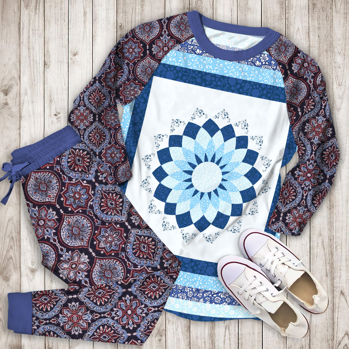 Modern Heirloom Charlotte Pajama Set | Pajamas | Cotton Sleepwear Sets | Soft Long Sleeve Pjs | Raglan Shirt and Pants Set