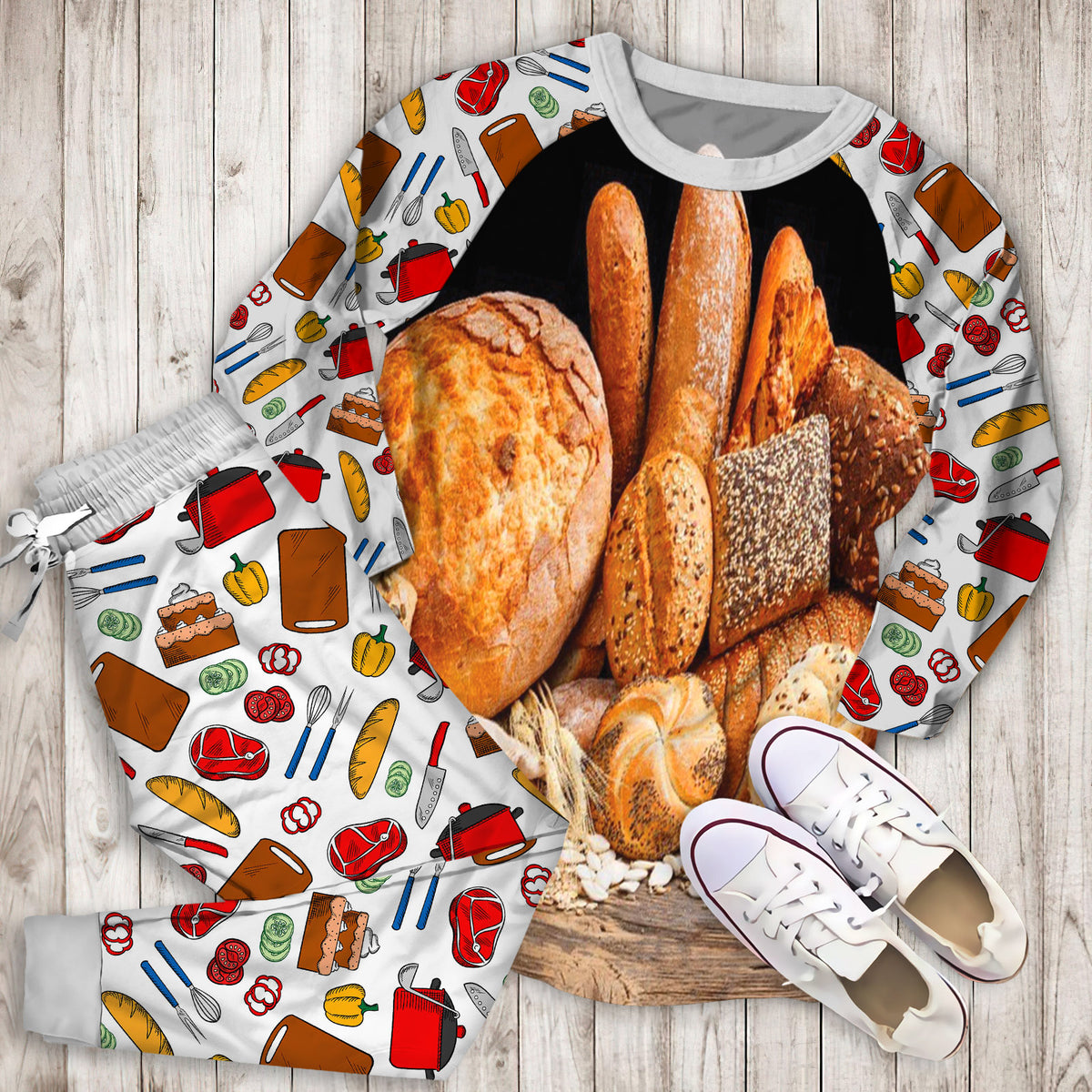 Baking Pajama Set | Pajamas | Cotton Sleepwear Sets | Soft Long Sleeve Pjs | Raglan Shirt and Pants Set