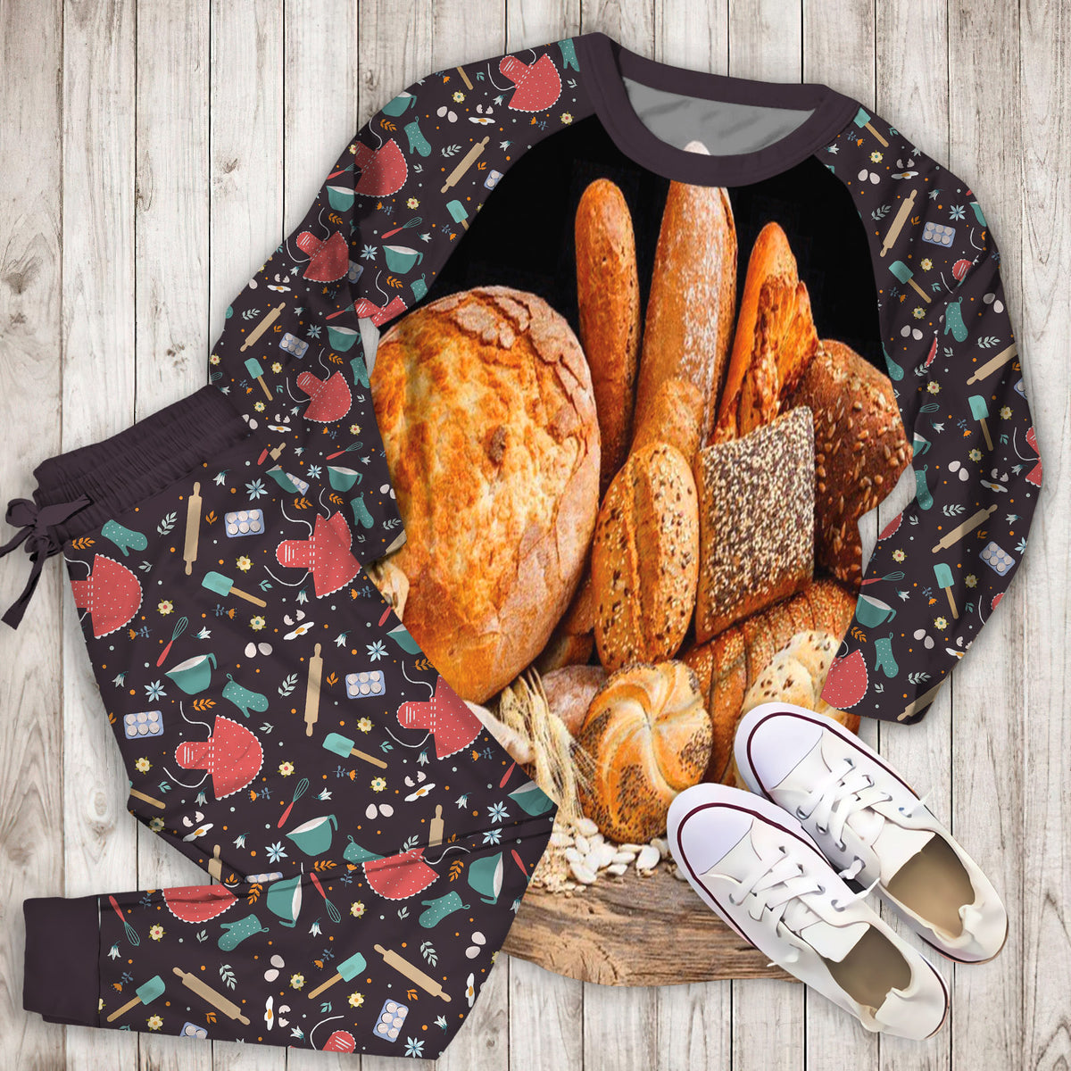 Baking Pajama Set | Pajamas | Cotton Sleepwear Sets | Soft Long Sleeve Pjs | Raglan Shirt and Pants Set
