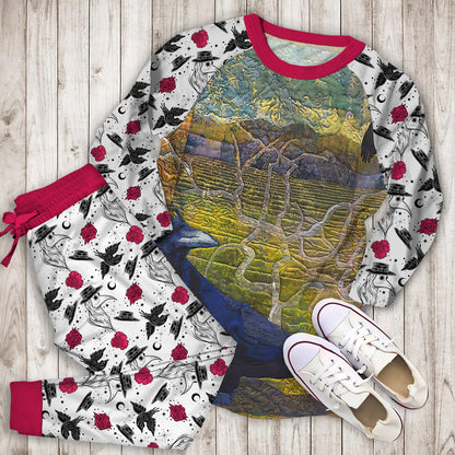 Crow Pajama Set | Pajamas | Cotton Sleepwear Sets | Soft Long Sleeve Pjs | Raglan Shirt and Pants Set