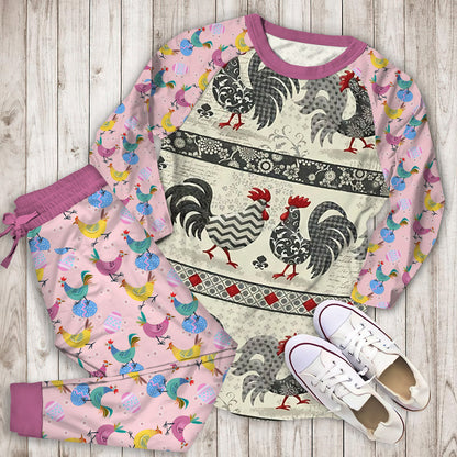 Chicken Pajama Set | Pajamas | Cotton Sleepwear Sets | Soft Long Sleeve Pjs | Raglan Shirt and Pants Set