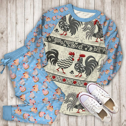 Chicken Pajama Set | Pajamas | Cotton Sleepwear Sets | Soft Long Sleeve Pjs | Raglan Shirt and Pants Set