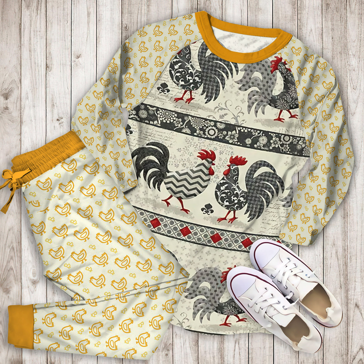 Chicken Pajama Set | Pajamas | Cotton Sleepwear Sets | Soft Long Sleeve Pjs | Raglan Shirt and Pants Set