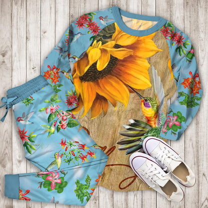 Humming Bird Pajama Set | Pajamas | Cotton Sleepwear Sets | Soft Long Sleeve Pjs | Raglan Shirt and Pants Set